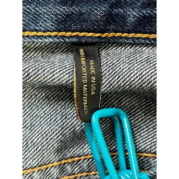 St. John Dark Wash Straight Wide Leg Raw Hem Salvaged Jeans Sz 14